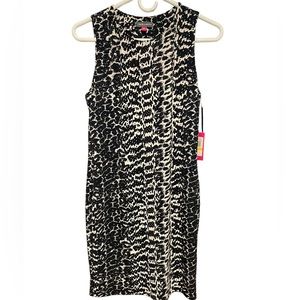 Vince Camuto Graphic Illusion Rich Black Dress Size Medium
